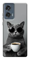 Чехол itsPrint Grey cat coffee для Motorola Edge 50 Fusion