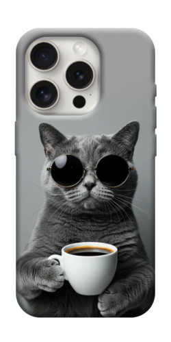 Чехол itsPrint Grey cat coffee для Apple iPhone 16 Pro Max (6.9")