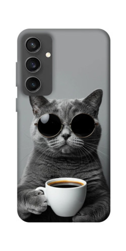 Чехол itsPrint Grey cat coffee для Samsung Galaxy S24 FE