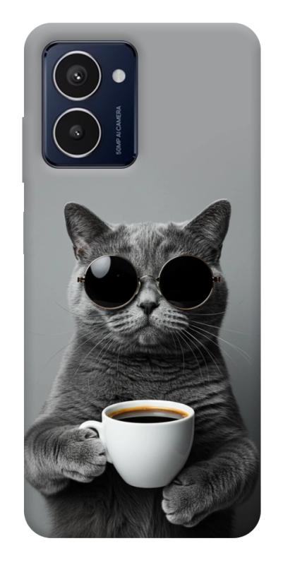 Чехол itsPrint Grey cat coffee для HMD Pulse Pro, животные, купить оптом с доставкой