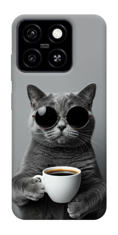 Чехол itsPrint Grey cat coffee для ZTE Blade A55 4G, животные, купить оптом с доставкой
