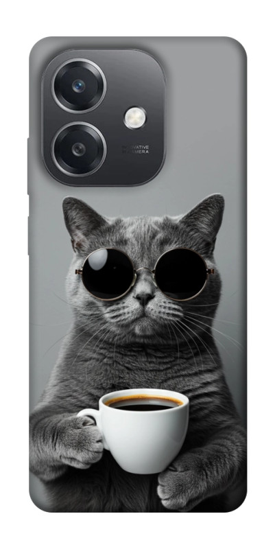 Чехол itsPrint Grey cat coffee для Oppo A3 4G, животные, купить оптом с доставкой