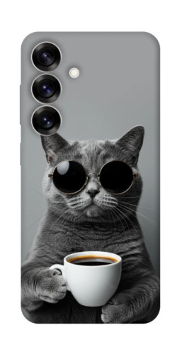 Чохол itsPrint Grey cat coffee для Samsung Galaxy S25+