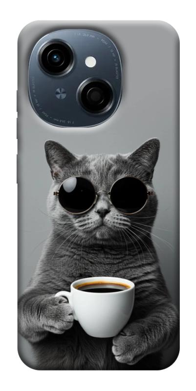 Чехол itsPrint Grey cat coffee для TECNO Spark Go 1, животные, купить оптом с доставкой