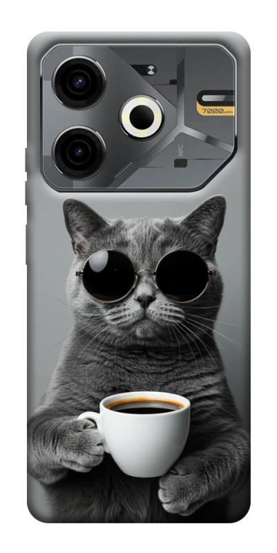 Чехол itsPrint Grey cat coffee для TECNO Pova 6 Neo (LI6), животные, купить оптом с доставкой