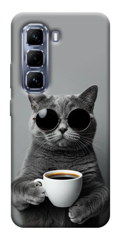 Чехол itsPrint Grey cat coffee для Infinix Hot 50 Pro, животные, купить оптом с доставкой