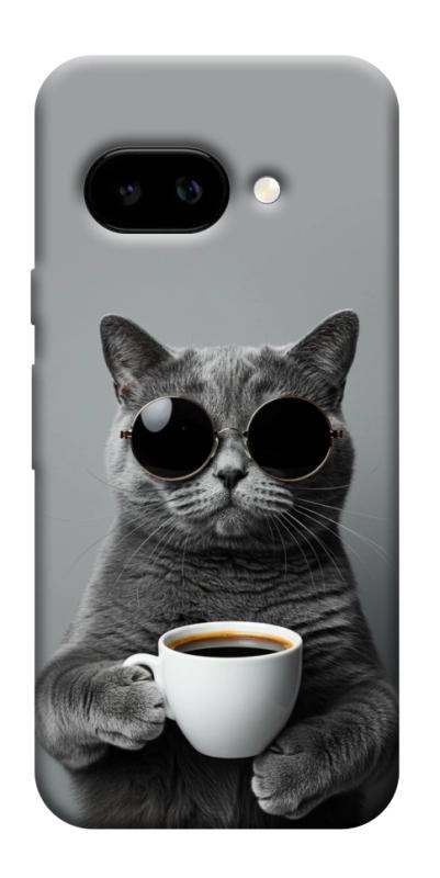 Чехол itsPrint Grey cat coffee для Google Pixel 9a, животные, купить оптом с доставкой