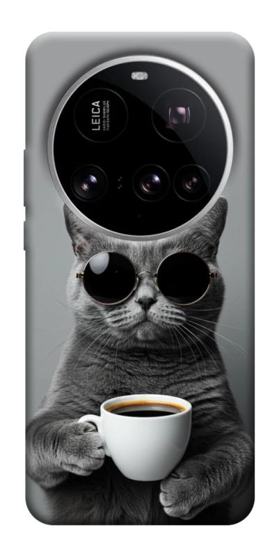 Чехол itsPrint Grey cat coffee для Xiaomi 15 Ultra, животные, купить оптом с доставкой