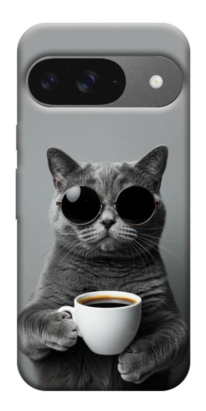 Чехол itsPrint Grey cat coffee для Google Pixel 10, животные, купить оптом с доставкой