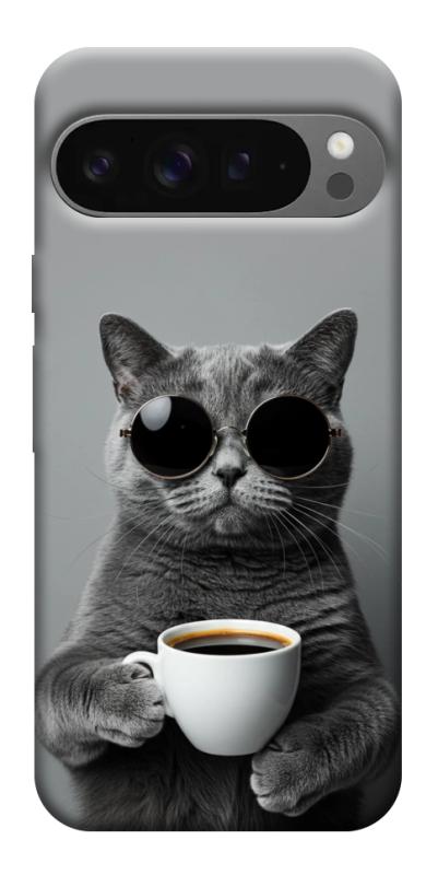 Чехол itsPrint Grey cat coffee для Google Pixel 10 Pro XL, животные, купить оптом с доставкой