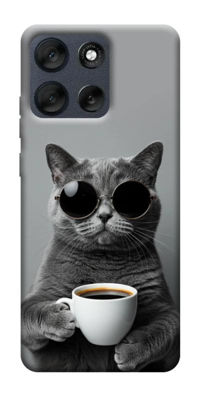 Чехол itsPrint Grey cat coffee для Motorola Moto G56 5G, животные, купить оптом с доставкой
