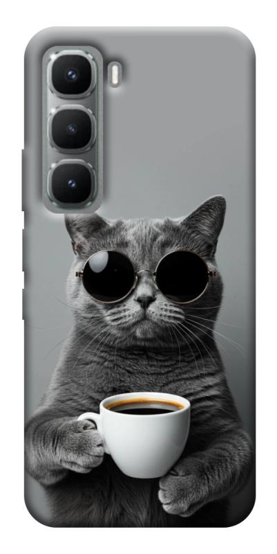 Чехол itsPrint Grey cat coffee для Infinix Hot 60 Pro, животные, купить оптом с доставкой