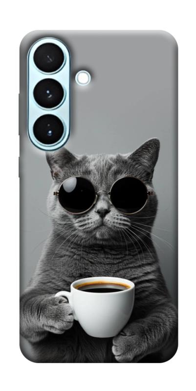 Чохол itsPrint Grey cat coffee для Samsung Galaxy S26, тварини, купити оптом з доставкою