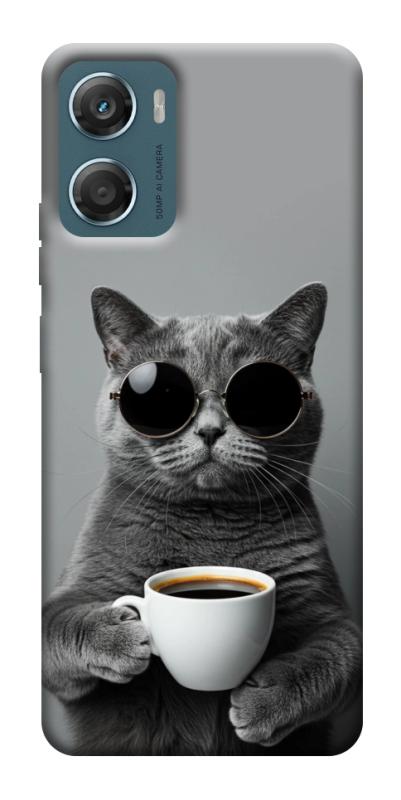 Чехол itsPrint Grey cat coffee для Motorola Moto G06, животные, купить оптом с доставкой