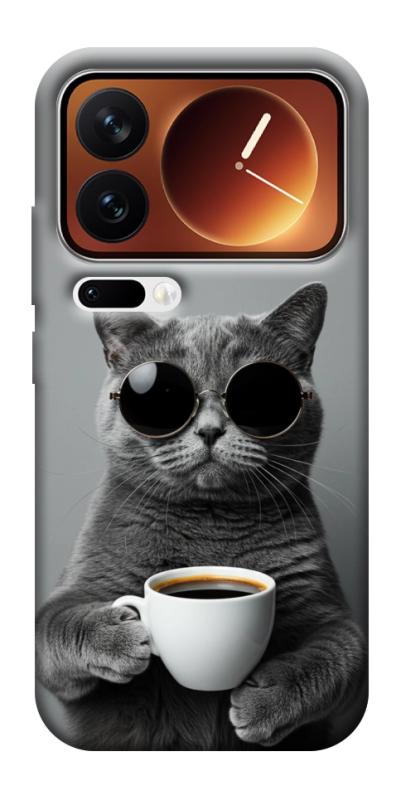 Чехол itsPrint Grey cat coffee для Xiaomi 17 Pro Max, животные, купить оптом с доставкой