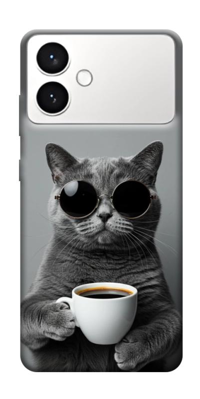 Чехол itsPrint Grey cat coffee для Samsung Galaxy S26+, животные, купить оптом с доставкой