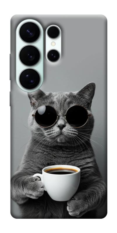Чехол itsPrint Grey cat coffee для Samsung Galaxy S26 Ultra, животные, купить оптом с доставкой