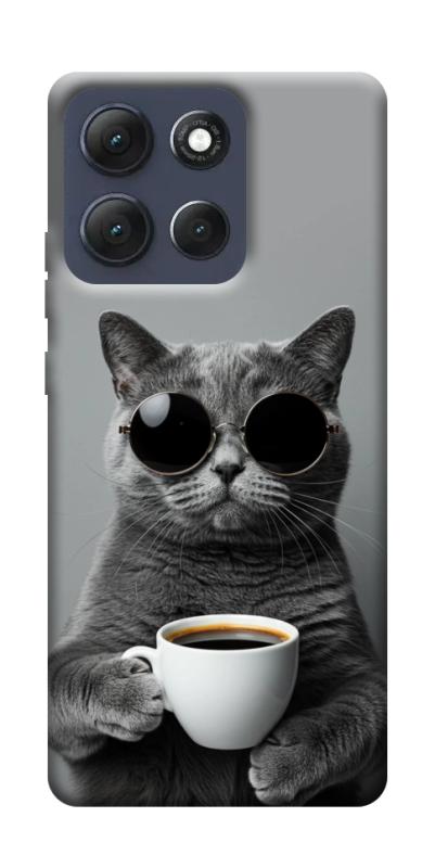 Чехол itsPrint Grey cat coffee для Motorola Moto G86 Power, животные, купить оптом с доставкой