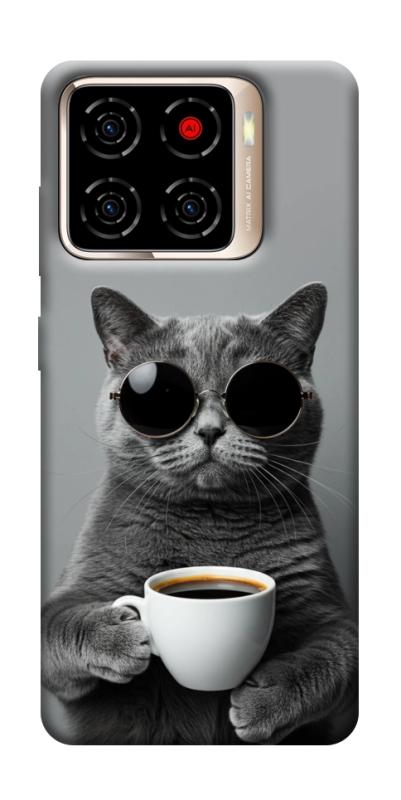 Чехол itsPrint Grey cat coffee для ZTE Blade A56, животные, купить оптом с доставкой