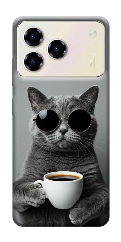 Чехол itsPrint Grey cat coffee для ZTE Blade A76, животные, купить оптом с доставкой