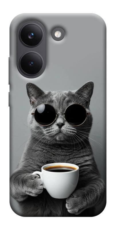 Чехол itsPrint Grey cat coffee для Xiaomi Poco X8 Pro, животные, купить оптом с доставкой