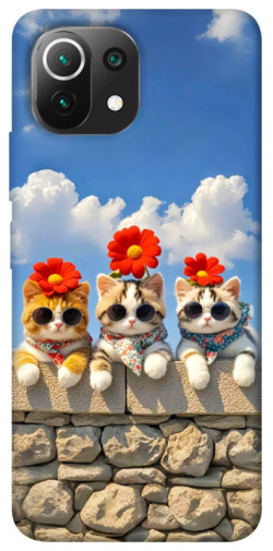 Чохол itsPrint Flower cats для Xiaomi Mi 11 Lite