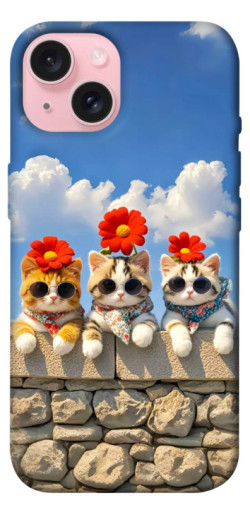 Чехол itsPrint Flower cats для Apple iPhone 15 (6.1")