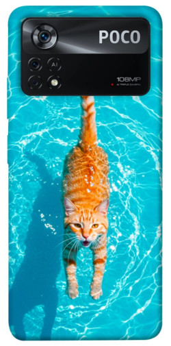 Чехол itsPrint Cat swimming для Xiaomi Poco X4 Pro 5G