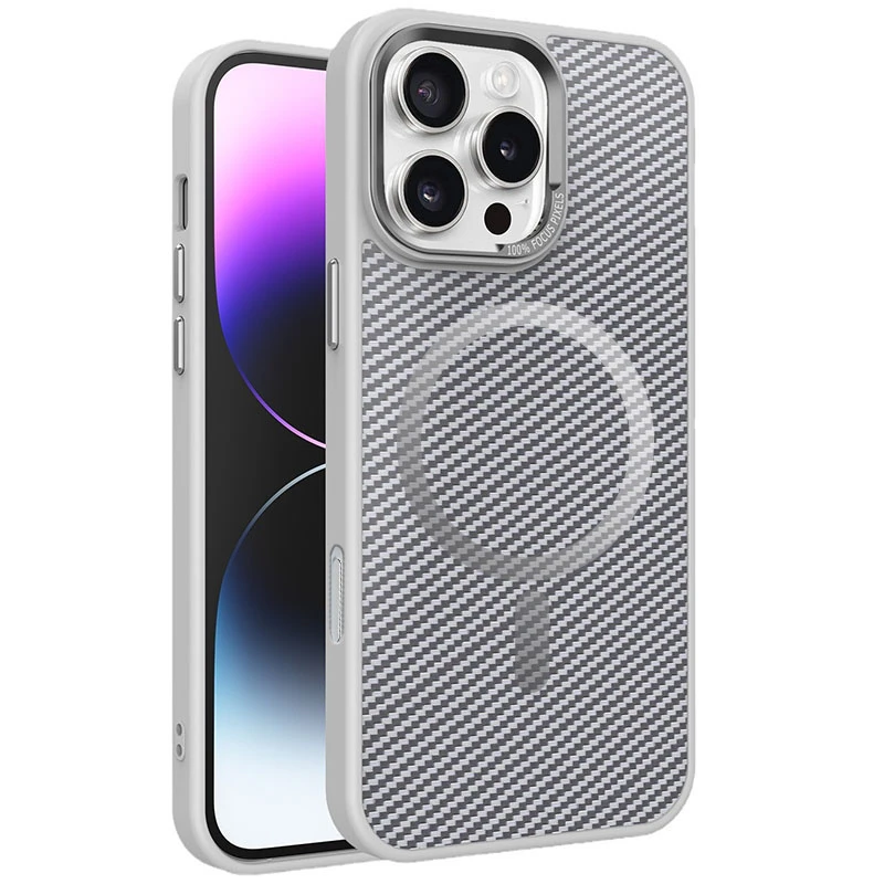 Чехол TPU+PC Carbon Mirage with MagSafe для Apple iPhone 16 Pro (6.3"), Grey, TPU+PC, купить оптом с доставкой