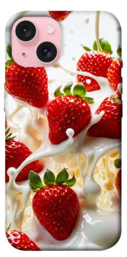 Чехол itsPrint Strawberry and cream для Apple iPhone 15 (6.1")