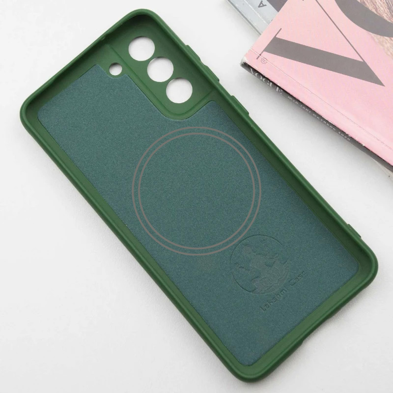 Чехол Silicone Cover Lakshmi Full Camera (AA) with Magnetic Fit для Samsung Galaxy S21 FE, Зеленый / Dark green 2, Силикон, купить оптом с доставкой