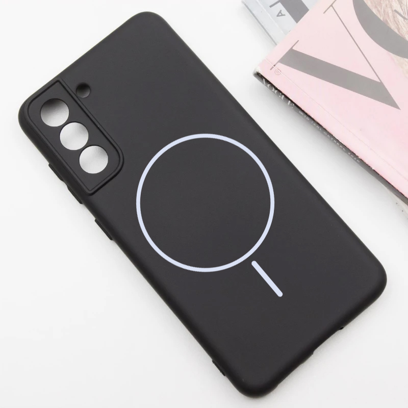 Чехол Silicone Cover Lakshmi Full Camera (AA) with Magnetic Fit для Samsung Galaxy S21 FE, Черный / Black 1, Силикон, купить оптом с доставкой