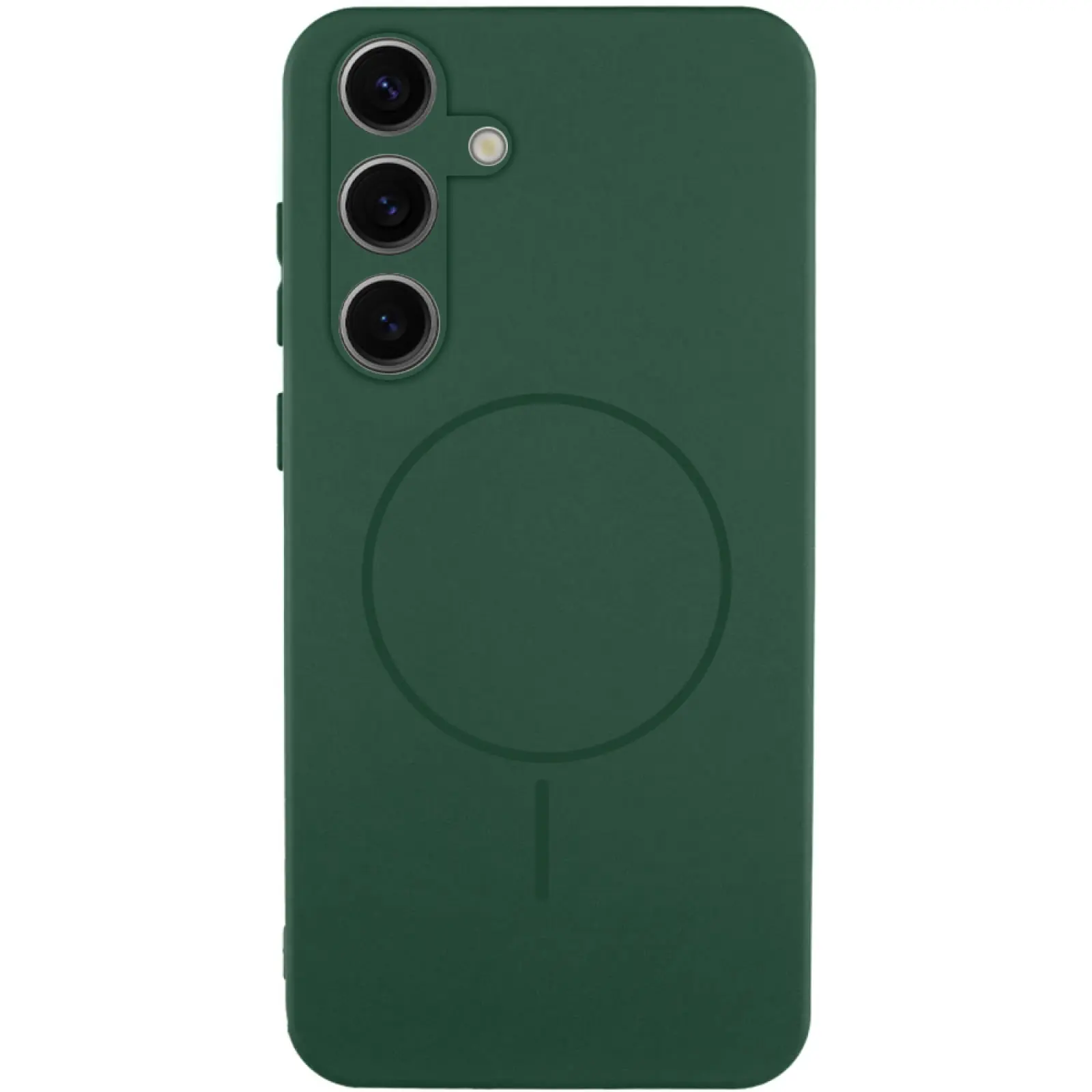 Чехол Silicone Cover Lakshmi Full Camera (AA) with MagFit для Samsung Galaxy S24, Зеленый / Dark green, Силикон, купить оптом с доставкой