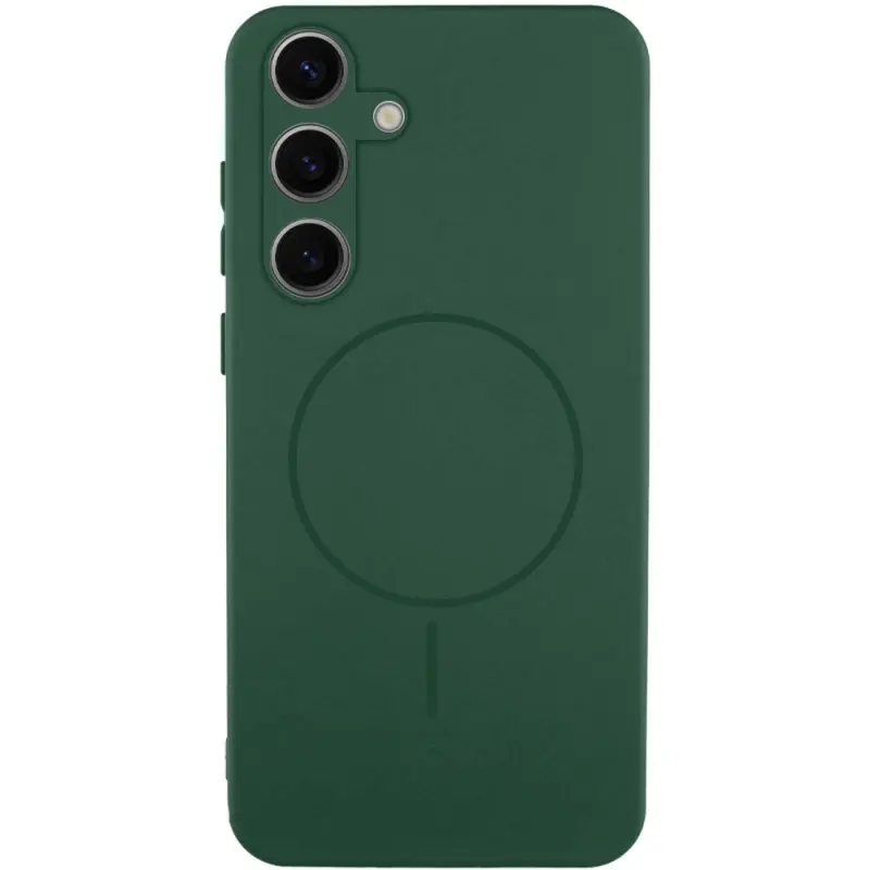 Чехол Silicone Cover Lakshmi Full Camera (AA) with Magnetic Fit для Samsung Galaxy S25+, Зеленый / Dark green, Силикон, купить оптом с доставкой