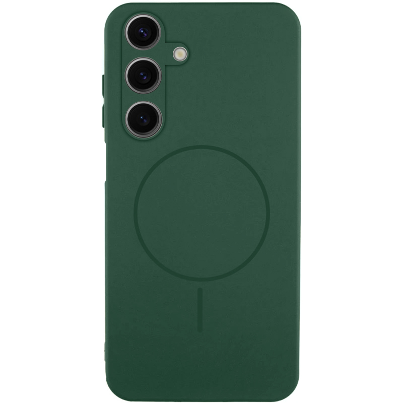 Чехол Silicone Cover Lakshmi Full Camera (AA) with Magnetic Fit для Samsung Galaxy A17 4G/5G, Зеленый / Dark green, Силикон, купить оптом с доставкой