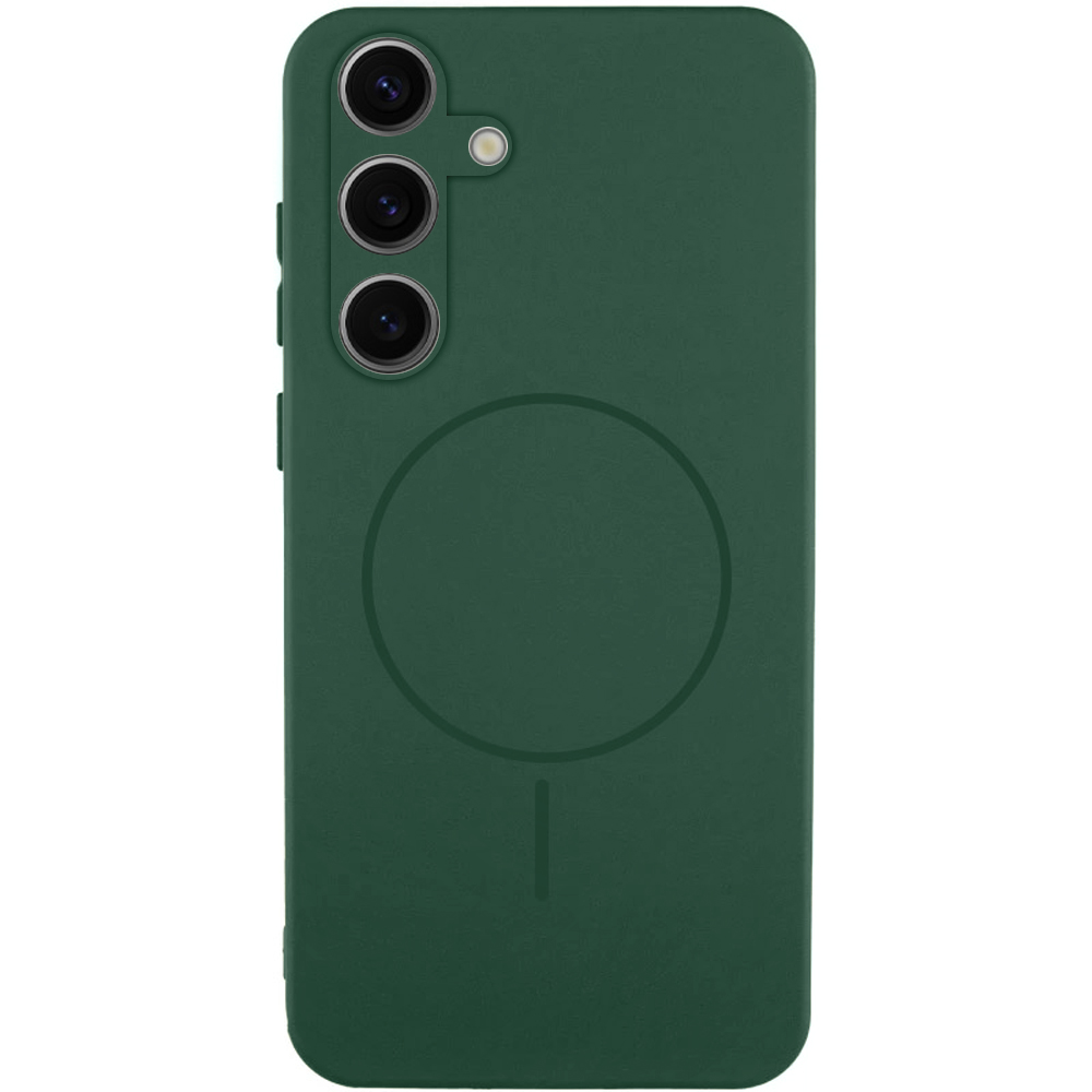 Чехол Silicone Cover Lakshmi Full Camera (AA) with Magnetic Fit для Samsung Galaxy A37 5G, Зеленый / Dark green, Силикон, купить оптом с доставкой