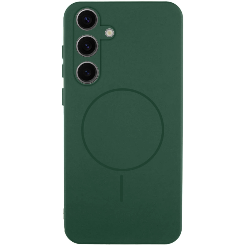 Чехол Silicone Cover Lakshmi Full Camera (AA) with Magnetic Fit для Samsung Galaxy A57 5G, Зеленый / Dark green, Силикон, купить оптом с доставкой