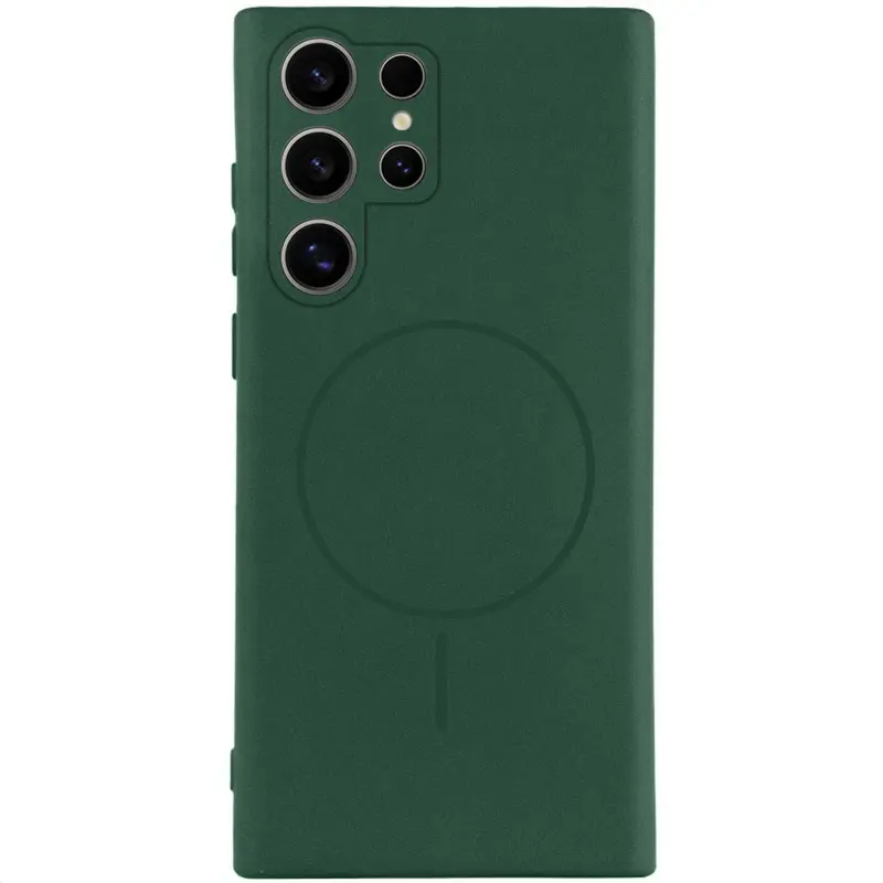 Чехол Silicone Cover Lakshmi Full Camera (AA) with Magnetic Fit для Samsung Galaxy S26 Ultra, Зеленый / Dark green, Силикон, купить оптом с доставкой