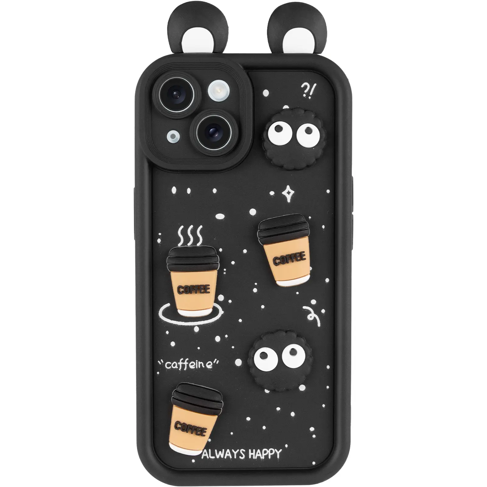 Чехол TPU Toys Case with Ears для Apple iPhone 15 (6.1"), Black 1, TPU, купить оптом с доставкой