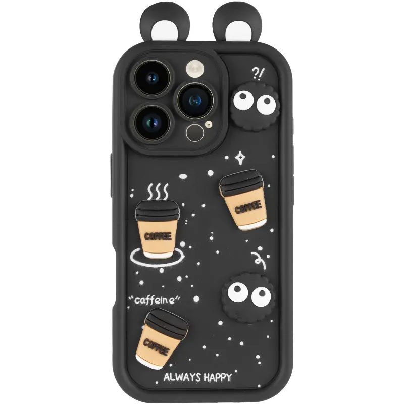 Чехол TPU Toys Case with Ears для Apple iPhone 16 Pro (6.3"), Black 1, TPU, купить оптом с доставкой