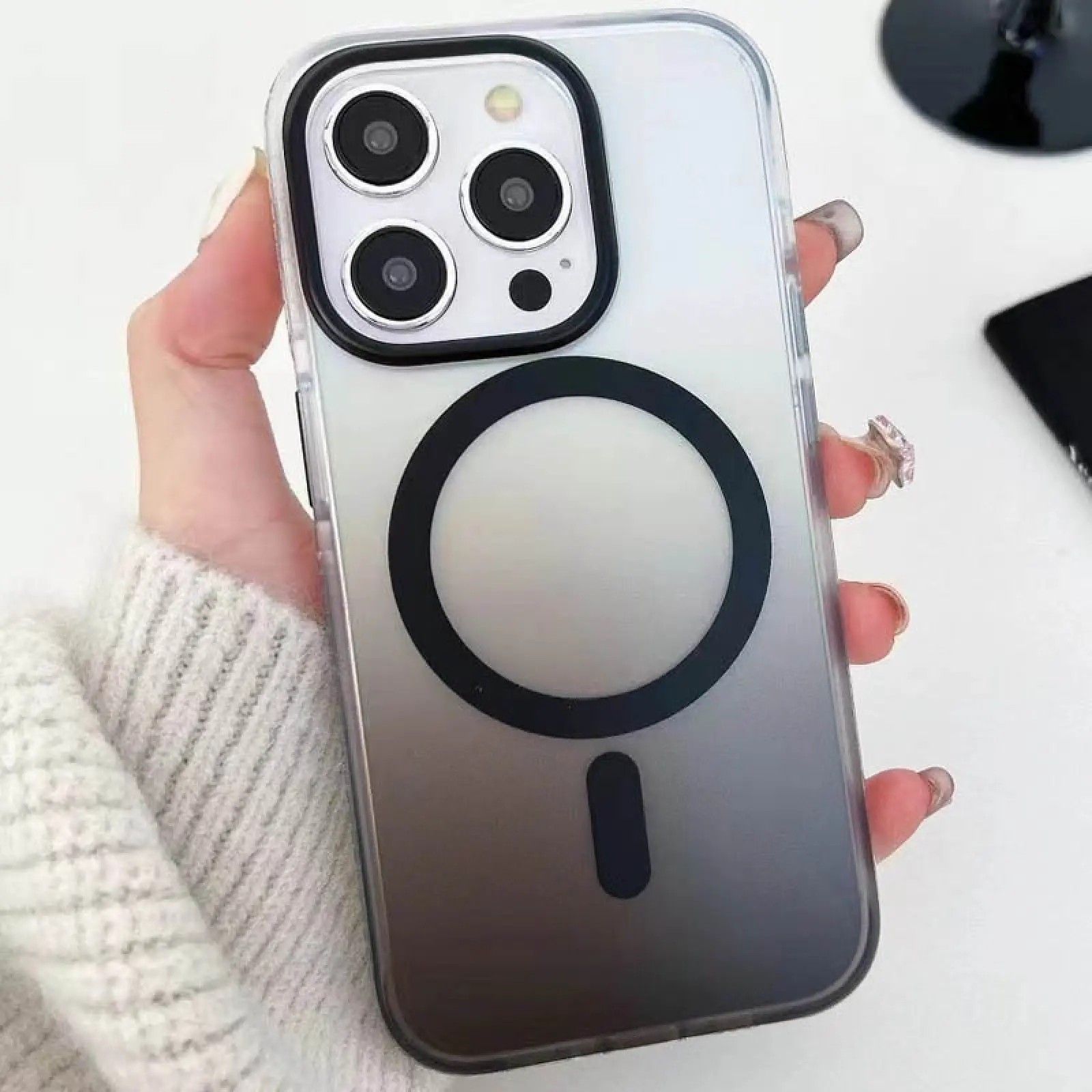 Чехол TPU+PC Phantom with MagSafe для Apple iPhone 16 Pro (6.3"), Black 1, TPU+PC, купить оптом с доставкой