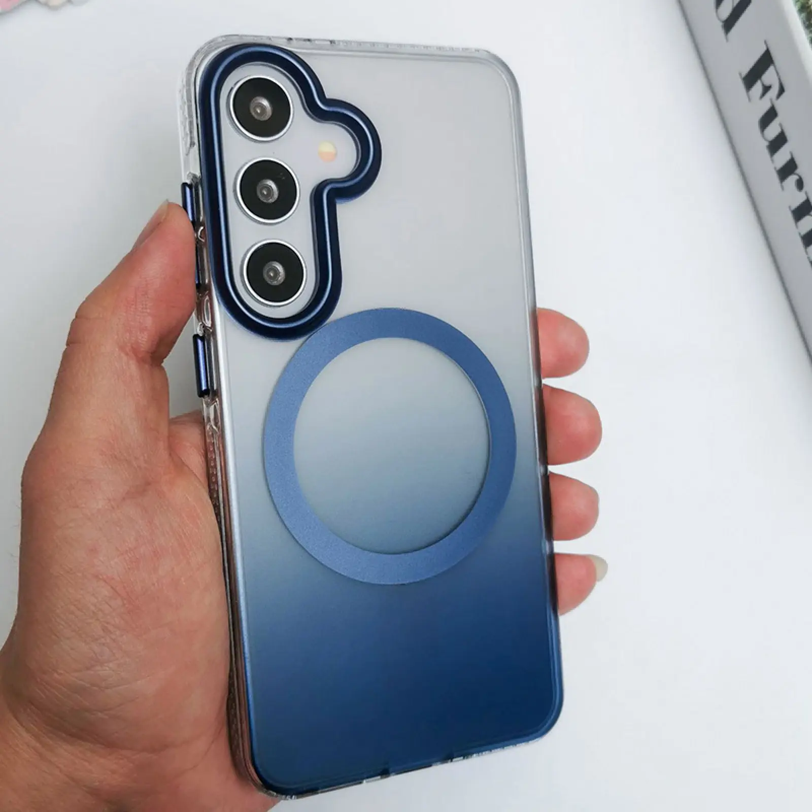 Чехол TPU+PC Phantom with MagSafe для Samsung Galaxy S25, Blue 3, TPU+PC, купить оптом с доставкой