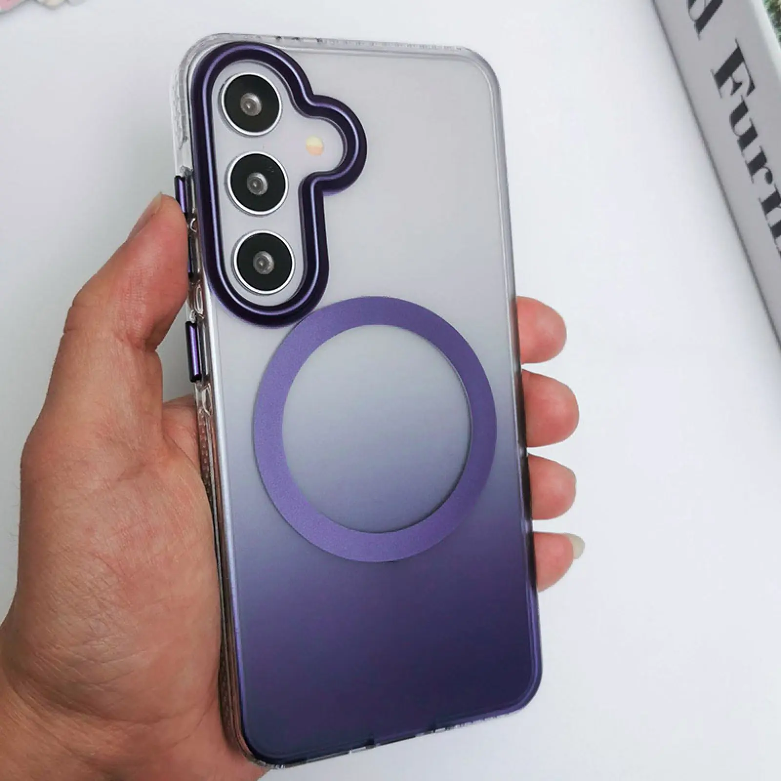 Чехол TPU+PC Phantom with MagSafe для Samsung Galaxy S25, Purple 2, TPU+PC, купить оптом с доставкой