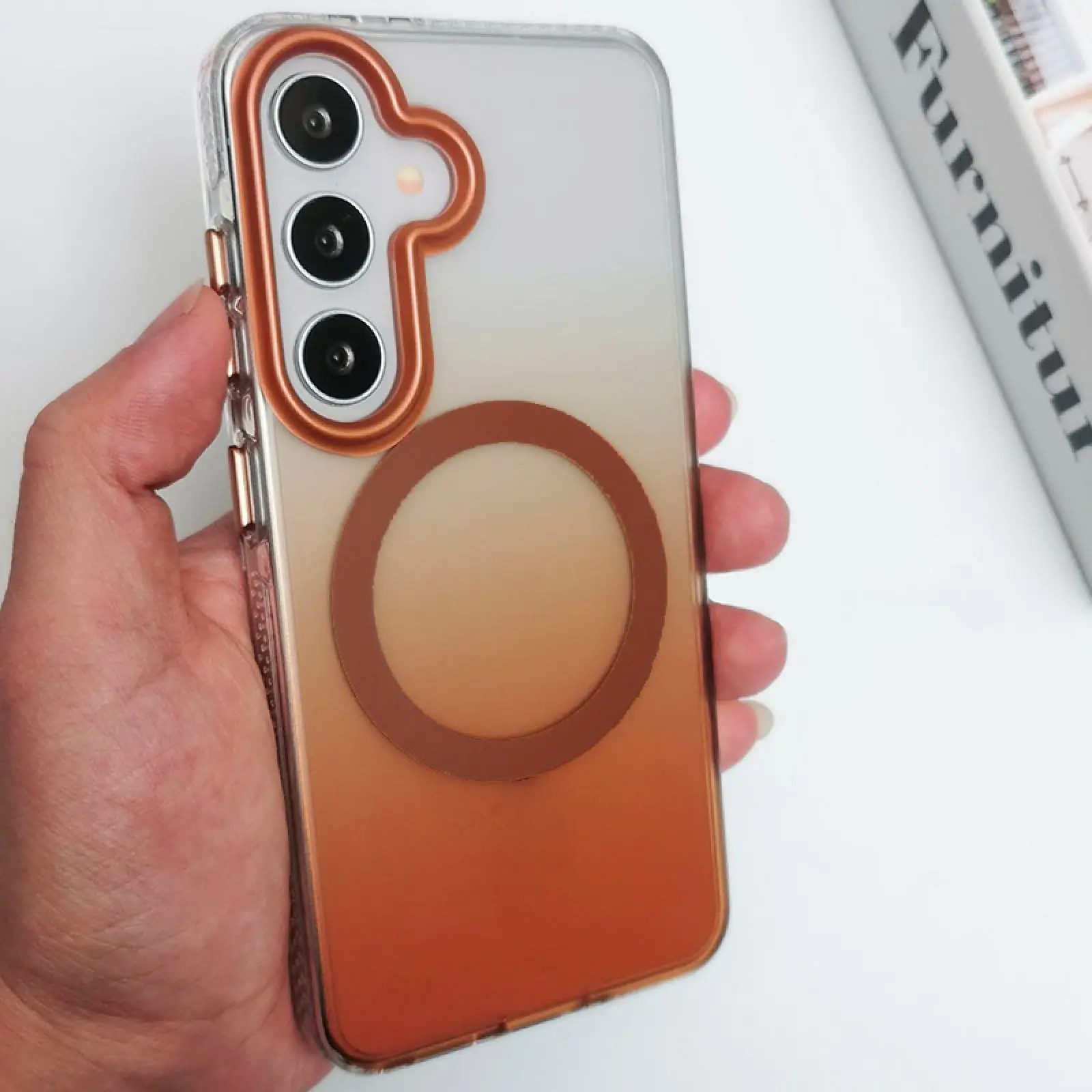 Чехол TPU+PC Phantom with MagSafe для Samsung Galaxy S25, Rose Gold 2, TPU+PC, купить оптом с доставкой