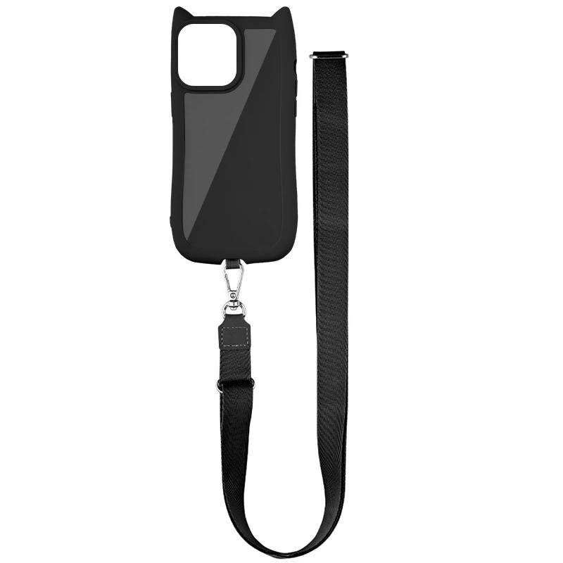 Чехол TPU GETMAN Cat with straps для Apple iPhone 15 (6.1"), Black, TPU, купить оптом с доставкой