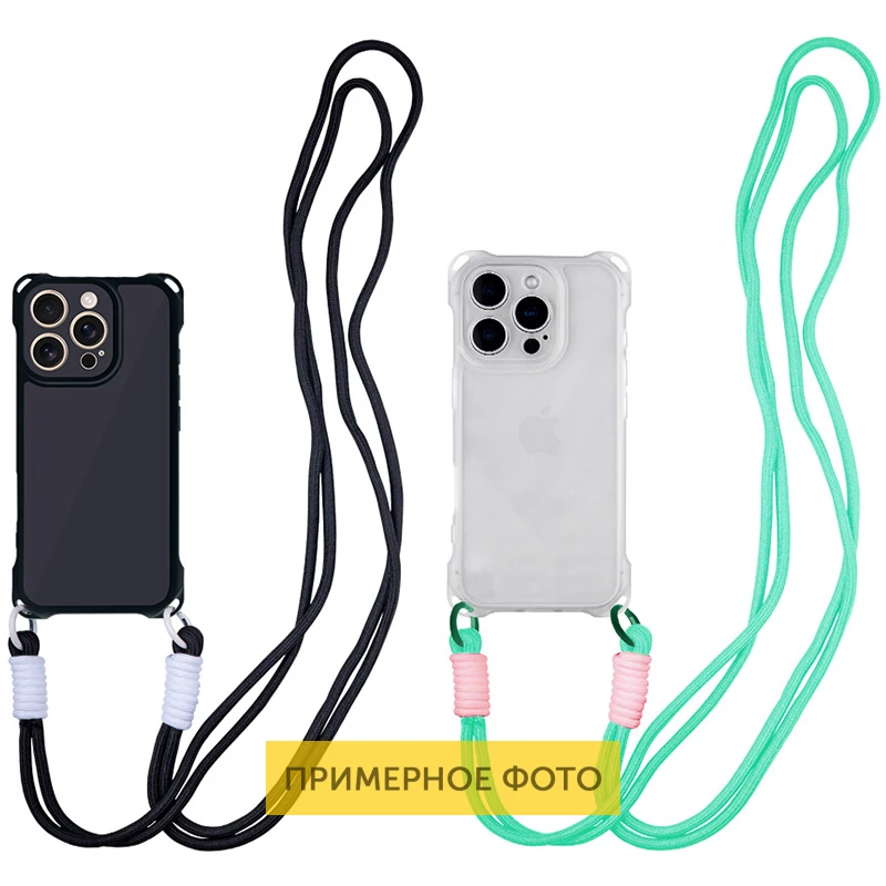 Чехол TPU CrossBody with straps для Apple iPhone 16e / 17e (6.1"), TPU, купить оптом с доставкой