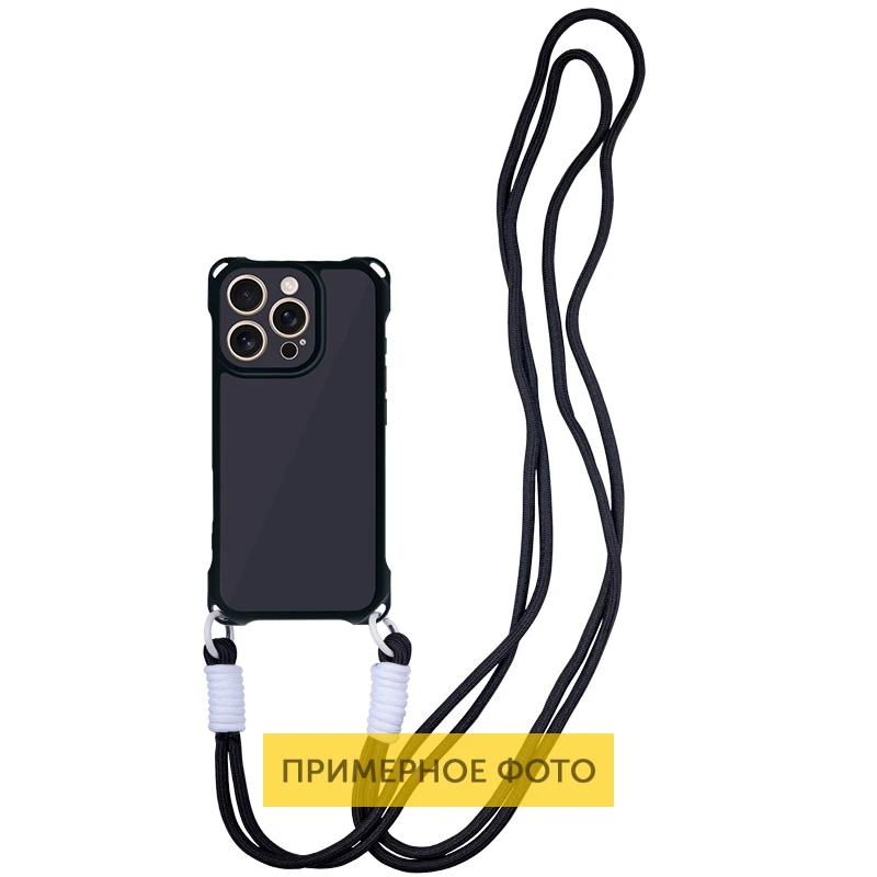 Чехол TPU CrossBody with straps для Apple iPhone 16e / 17e (6.1"), Black, TPU, купить оптом с доставкой