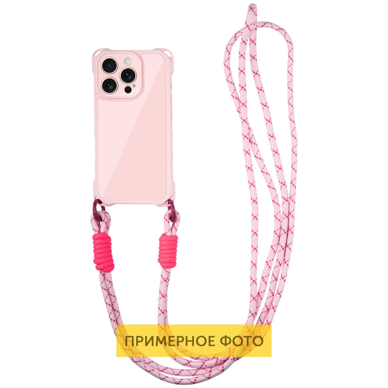 Чехол TPU CrossBody with straps для Apple iPhone 16e / 17e (6.1"), Pink, TPU, купить оптом с доставкой