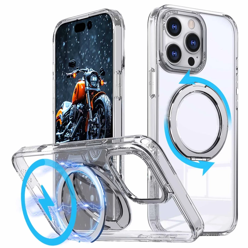 Чехол TPU+PC Empire with MagSafe and Ring для Apple iPhone 16 Pro (6.3"), Clear 1, TPU+PC, купить оптом с доставкой