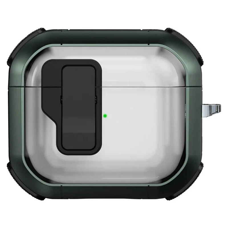 Футляр протиударний Locking Button для навушників Airpods 4, Apple Green, Пластик, купити оптом з доставкою